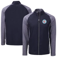 Men's Cutter & Buck Navy Chicago Fire Adapt Eco Knit Hybrid Recycled Raglan Full-Zip Jacket