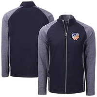 Men's Cutter & Buck Navy FC Cincinnati Adapt Eco Knit Hybrid Recycled Raglan Full-Zip Jacket