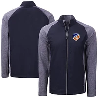 Men's Cutter & Buck Navy FC Cincinnati Adapt Eco Knit Hybrid Recycled Raglan Full-Zip Jacket