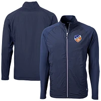 Men's Cutter & Buck Navy FC Cincinnati Adapt Eco Knit Hybrid Recycled Raglan Full-Zip Jacket