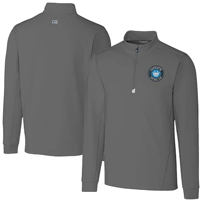 Men's Cutter & Buck Charlotte FC Traverse Stretch Eco Quarter-Zip Top