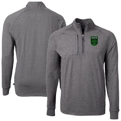 Men's Cutter & Buck Heather Austin FC Adapt Eco Knit Raglan Quarter-Zip Pullover Top