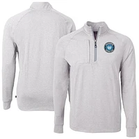 Men's Cutter & Buck  Heather Gray Charlotte FC Adapt Eco Knit Raglan Quarter-Zip Top