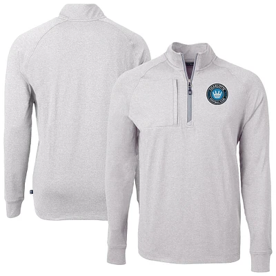 Men's Cutter & Buck  Heather Gray Charlotte FC Adapt Eco Knit Raglan Quarter-Zip Top