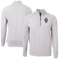 Men's Cutter & Buck Heather Colorado Rapids Adapt Eco Knit Raglan Quarter-Zip Pullover Top