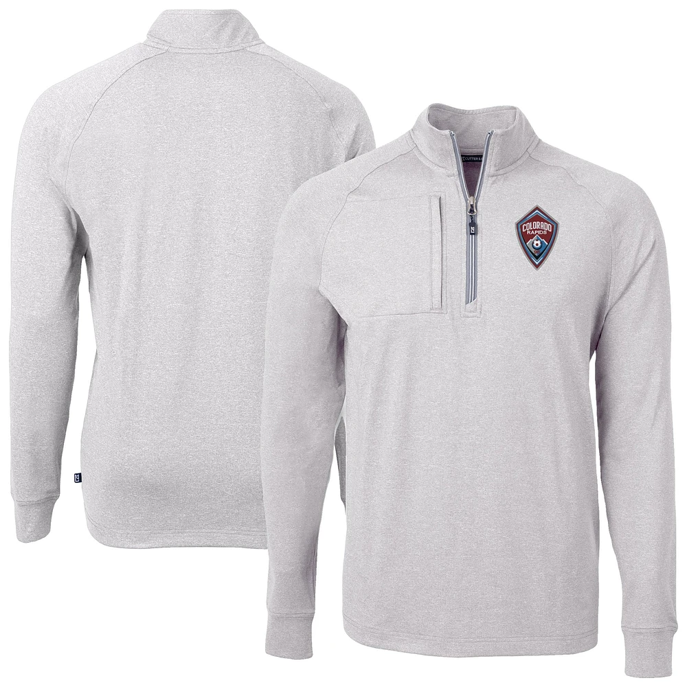Men's Cutter & Buck Heather Colorado Rapids Adapt Eco Knit Raglan Quarter-Zip Pullover Top