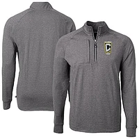 Men's Cutter & Buck Heather Columbus Crew Adapt Eco Knit Raglan Quarter-Zip Pullover Top