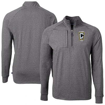 Men's Cutter & Buck Heather Columbus Crew Adapt Eco Knit Raglan Quarter-Zip Pullover Top