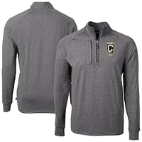 Men's Cutter & Buck Heather Columbus Crew Adapt Eco Knit Raglan Quarter-Zip Pullover Top