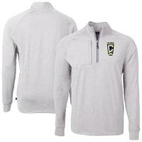 Men's Cutter & Buck Heather Columbus Crew Adapt Eco Knit Raglan Quarter-Zip Pullover Top