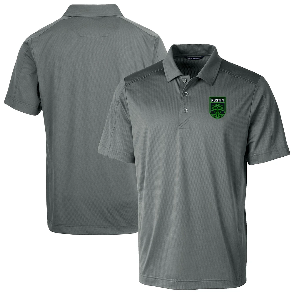 Men's Cutter & Buck Gray Austin FC Prospect Eco Textured Stretch Recycled Polo