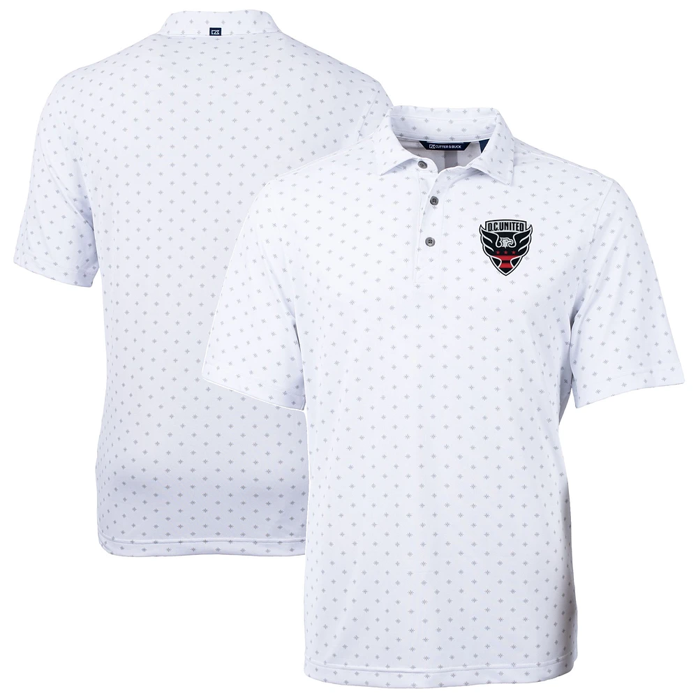 Men's Cutter & Buck White D.C. United Virtue Eco Pique Tile Print Recycled DryTec Polo