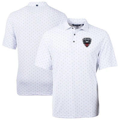 Men's Cutter & Buck White D.C. United Virtue Eco Pique Tile Print Recycled DryTec Polo