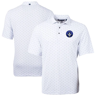 Men's Cutter & Buck White CF Montreal Virtue Eco Pique Tile Print Recycled DryTec Polo