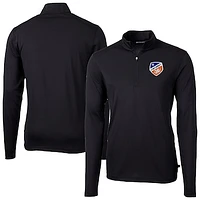 Men's Cutter & Buck Black FC Cincinnati Virtue Eco Pique Recycled Quarter-Zip Pullover Top