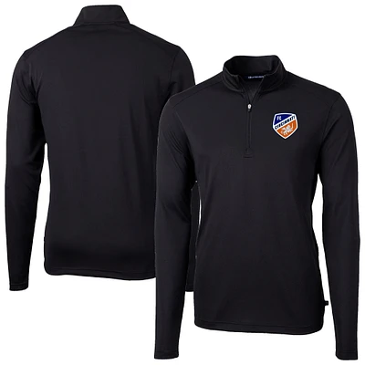 Men's Cutter & Buck Black FC Cincinnati Virtue Eco Pique Recycled Quarter-Zip Pullover Top