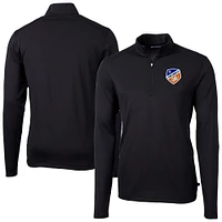 Men's Cutter & Buck Black FC Cincinnati Virtue Eco Pique Recycled Quarter-Zip Pullover Top