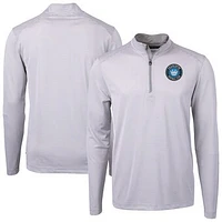 Men's Cutter & Buck Charlotte FC Virtue Eco Pique Micro Stripe Recycled Quarter-Zip Pullover Top