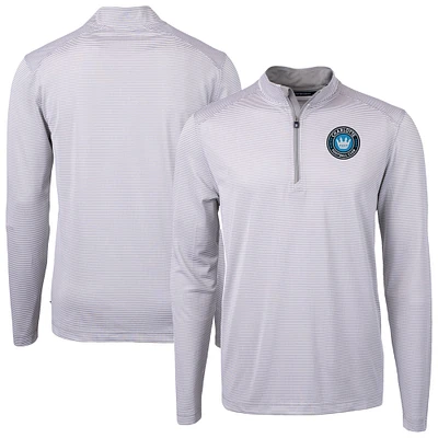 Men's Cutter & Buck Charlotte FC Virtue Eco Pique Micro Stripe Recycled Quarter-Zip Pullover Top
