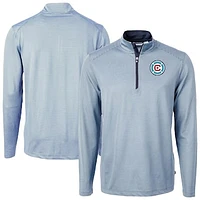 Men's Cutter & Buck  Powder Blue Chicago Fire Virtue Eco Pique Micro Stripe Recycled Quarter-Zip Pullover Top