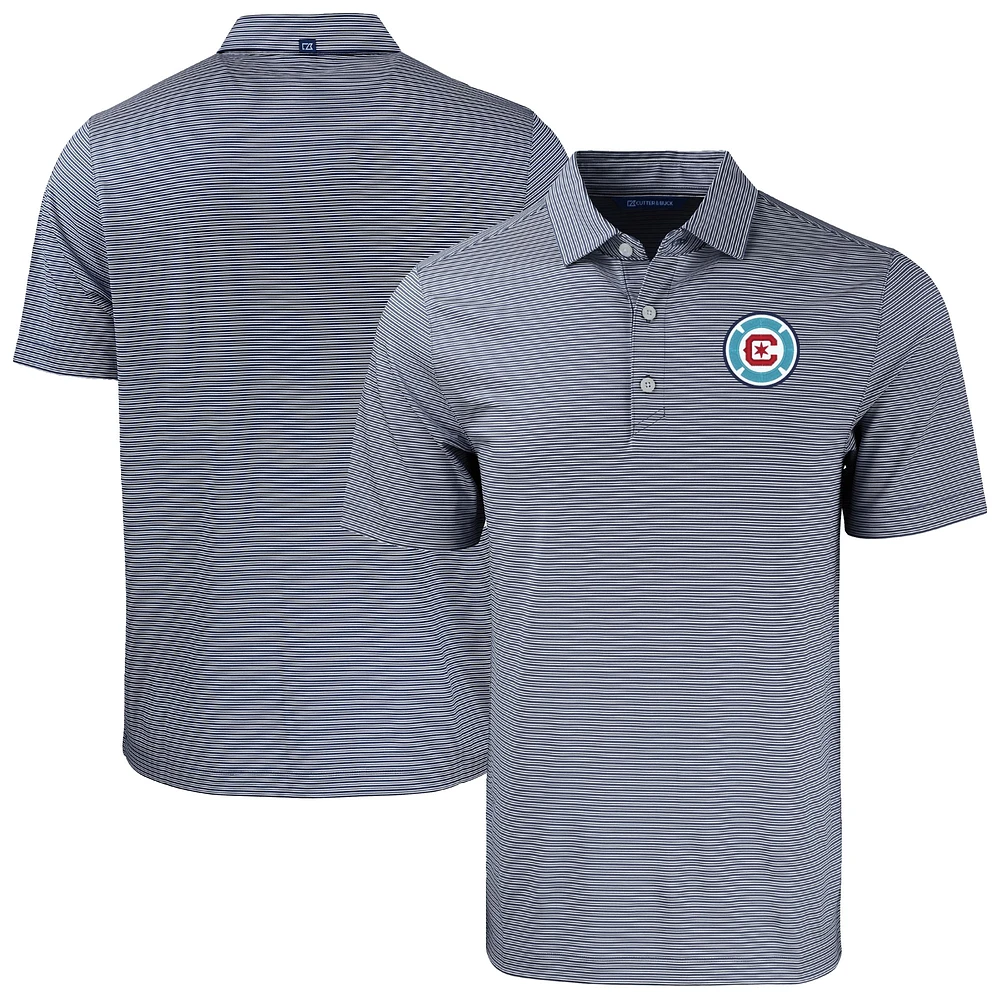 Men's Cutter & Buck Navy Chicago Fire Forge Eco Double Stripe Stretch Recycled Polo