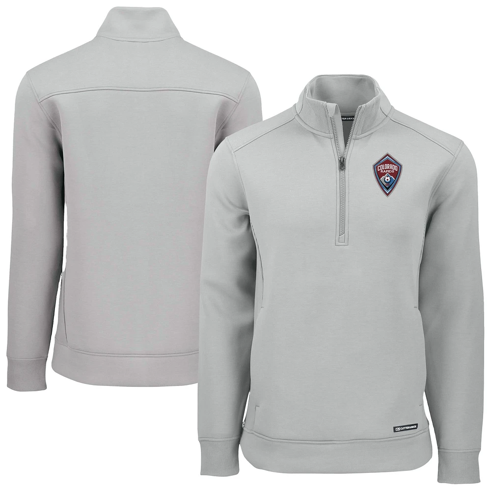 Men's Cutter & Buck Heather Gray Colorado Rapids Roam Eco Recycled Quarter-Zip Pullover Top