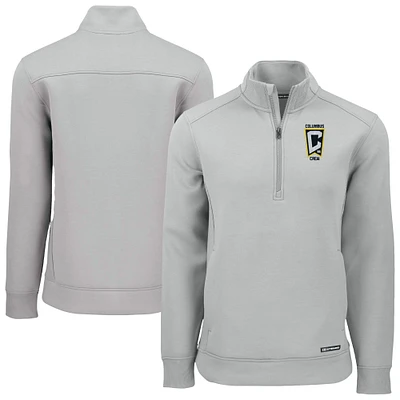 Men's Cutter & Buck  Heather Gray Columbus Crew Roam Eco Recycled Quarter-Zip Pullover Top