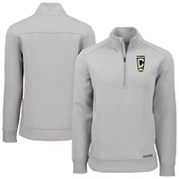 Men's Cutter & Buck  Heather Gray Columbus Crew Roam Eco Recycled Quarter-Zip Pullover Top