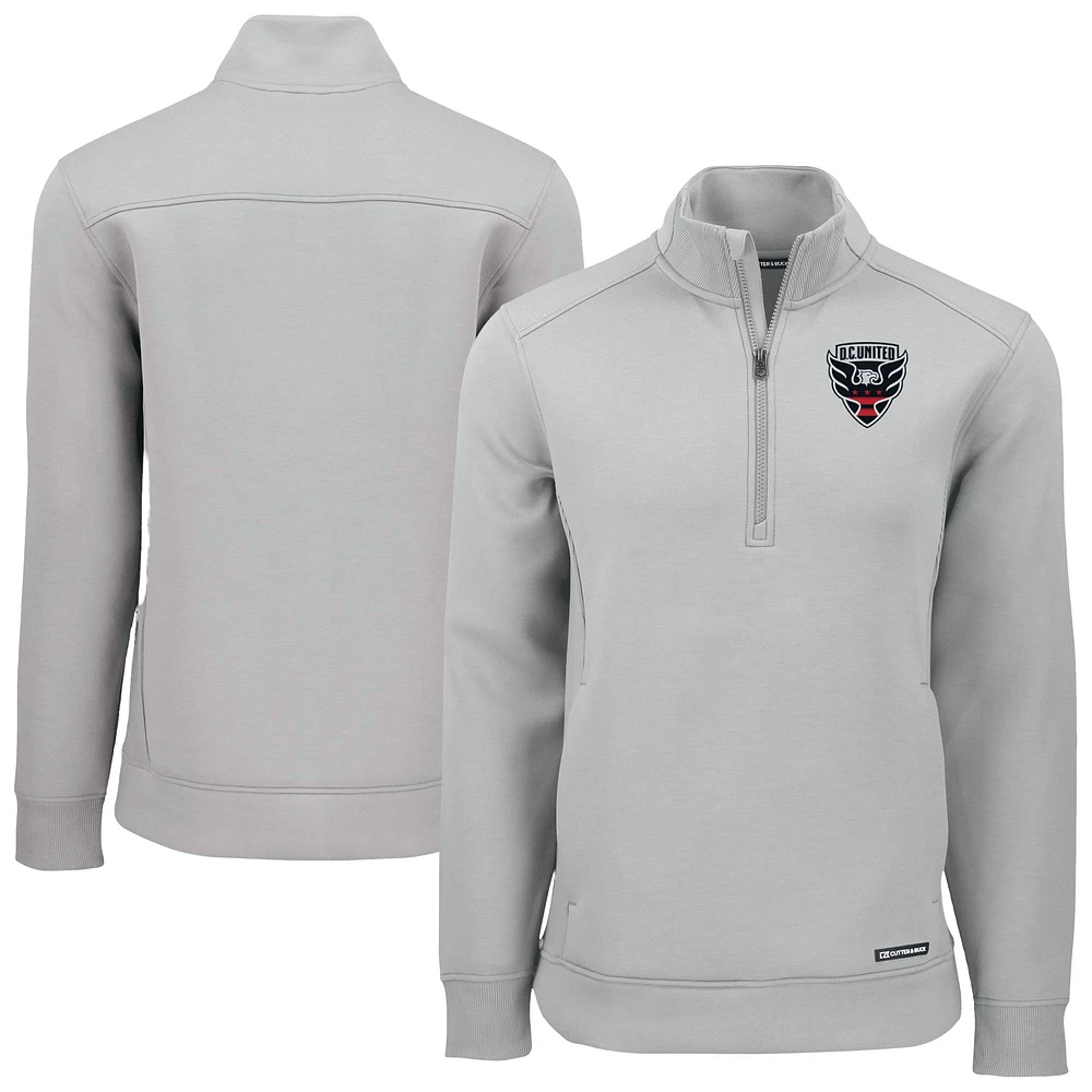 Men's Cutter & Buck Heather Gray D.C. United Roam Eco Recycled Quarter-Zip Pullover Top