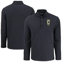 Men's Cutter & Buck  Black Columbus Crew Hunts Point Eco Textured Fleece Recycled Quarter-Snap Pullover