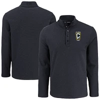 Men's Cutter & Buck  Black Columbus Crew Hunts Point Eco Textured Fleece Recycled Quarter-Snap Pullover
