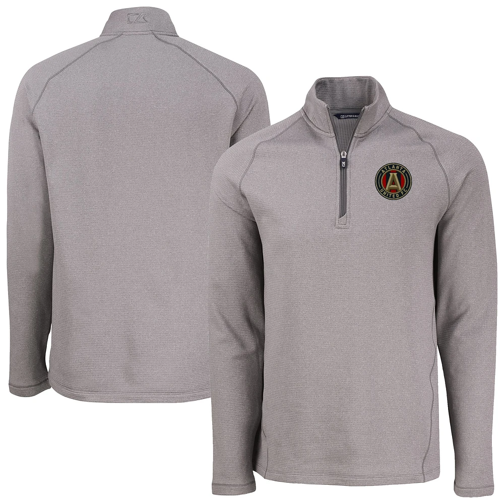 Men's Cutter & Buck Heather Gray Atlanta United FC Peshastin Eco Fleece Recycled Quarter-Zip Pullover Top