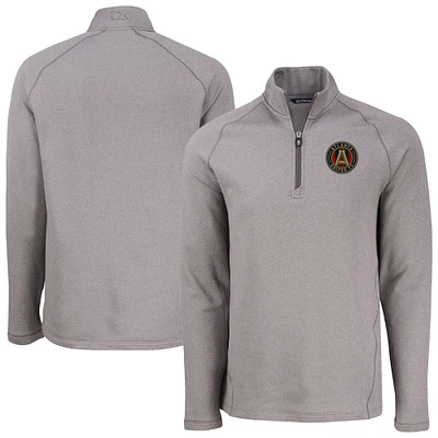 Men's Cutter & Buck  Heather Gray Atlanta United FC Peshastin Eco Fleece Recycled Quarter-Zip Pullover Top