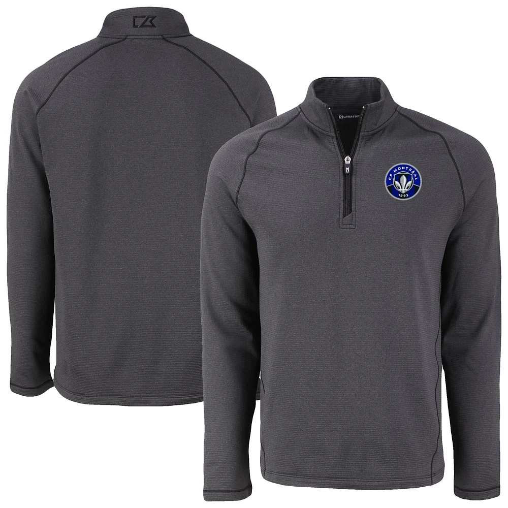 Men's Cutter & Buck Heather CF Montreal Peshastin Eco Fleece Recycled Quarter-Zip Pullover Top