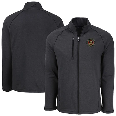 Men's Cutter & Buck  Heather Black Atlanta United FC Peshastin Eco Fleece Recycled Full-Zip Jacket