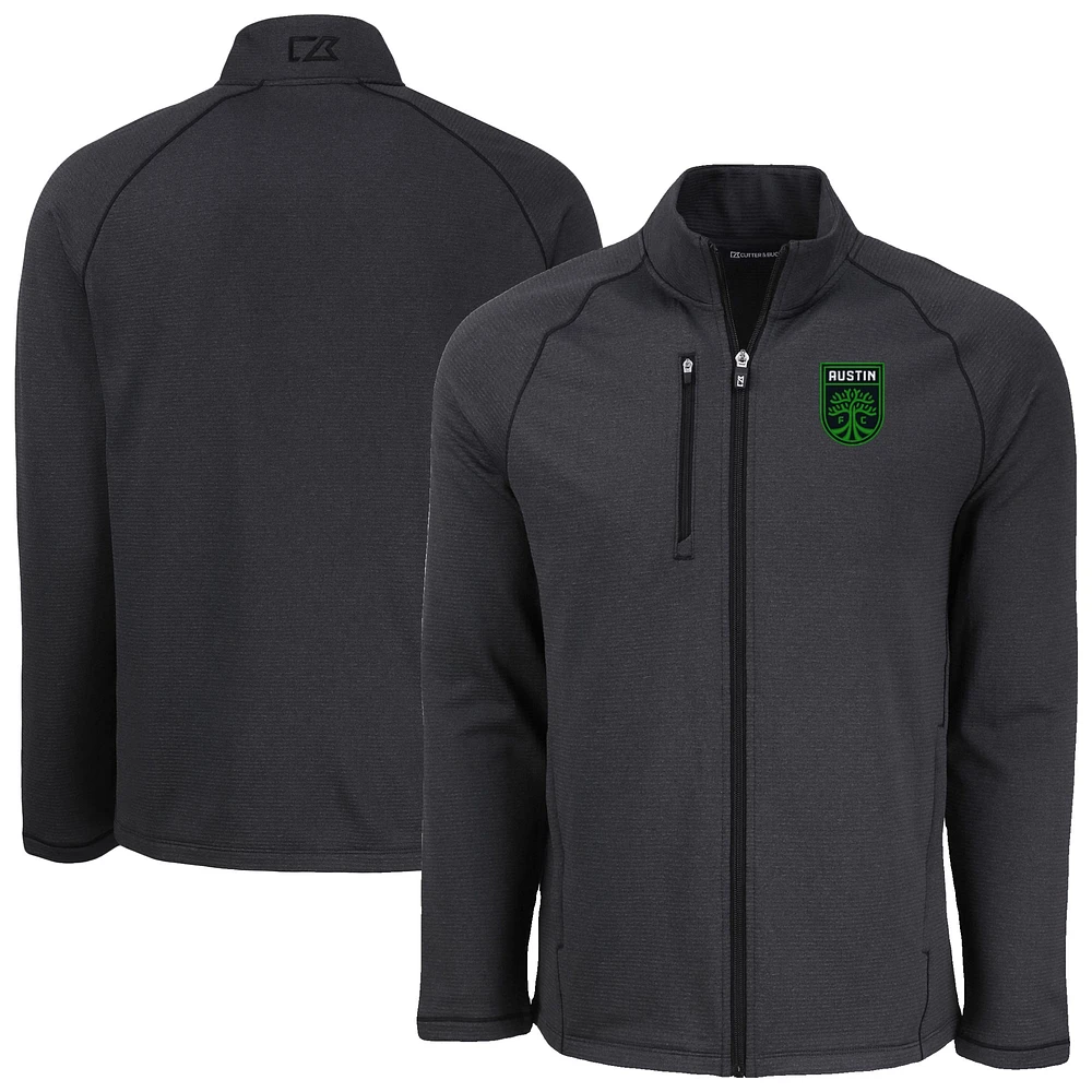 Men's Cutter & Buck Heather Austin FC Peshastin Eco Fleece Recycled Full-Zip Jacket