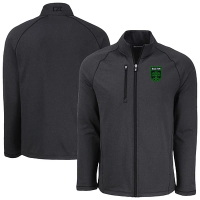 Men's Cutter & Buck Heather Austin FC Peshastin Eco Fleece Recycled Full-Zip Jacket