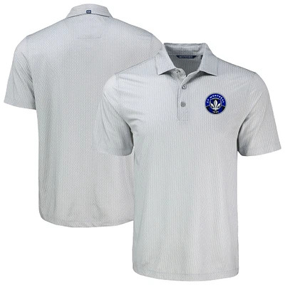 Men's Cutter & Buck  Gray CF Montreal Pike Eco Shadow Check Print Recycled Polo