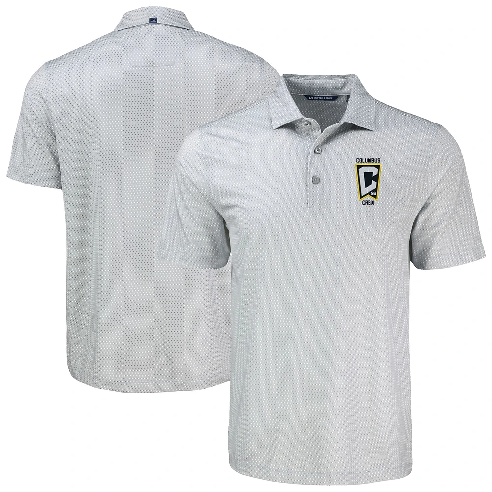 Men's Cutter & Buck Gray Columbus Crew Pike Eco Shadow Check Print Recycled Polo