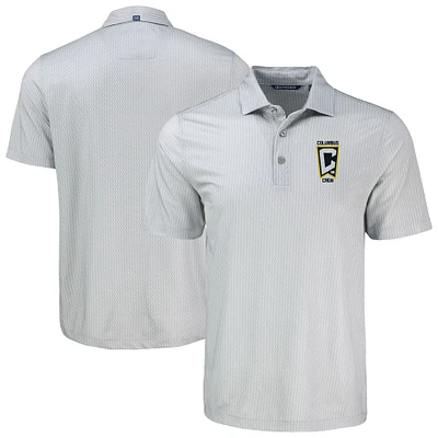 Men's Cutter & Buck  Gray Columbus Crew Pike Eco Shadow Check Print Recycled Polo
