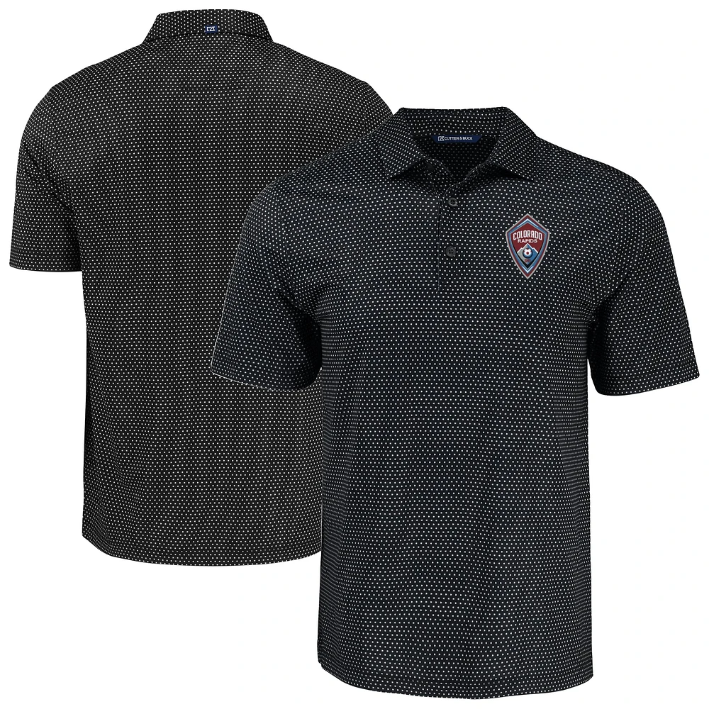 Men's Cutter & Buck Black Colorado Rapids Pike Eco Shadow Check Print Recycled Polo