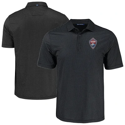 Men's Cutter & Buck  Black Colorado Rapids Pike Eco Shadow Check Print Recycled Polo