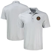 Men's Cutter & Buck  Gray Atlanta United FC Pike Eco Shadow Check Print Recycled Polo