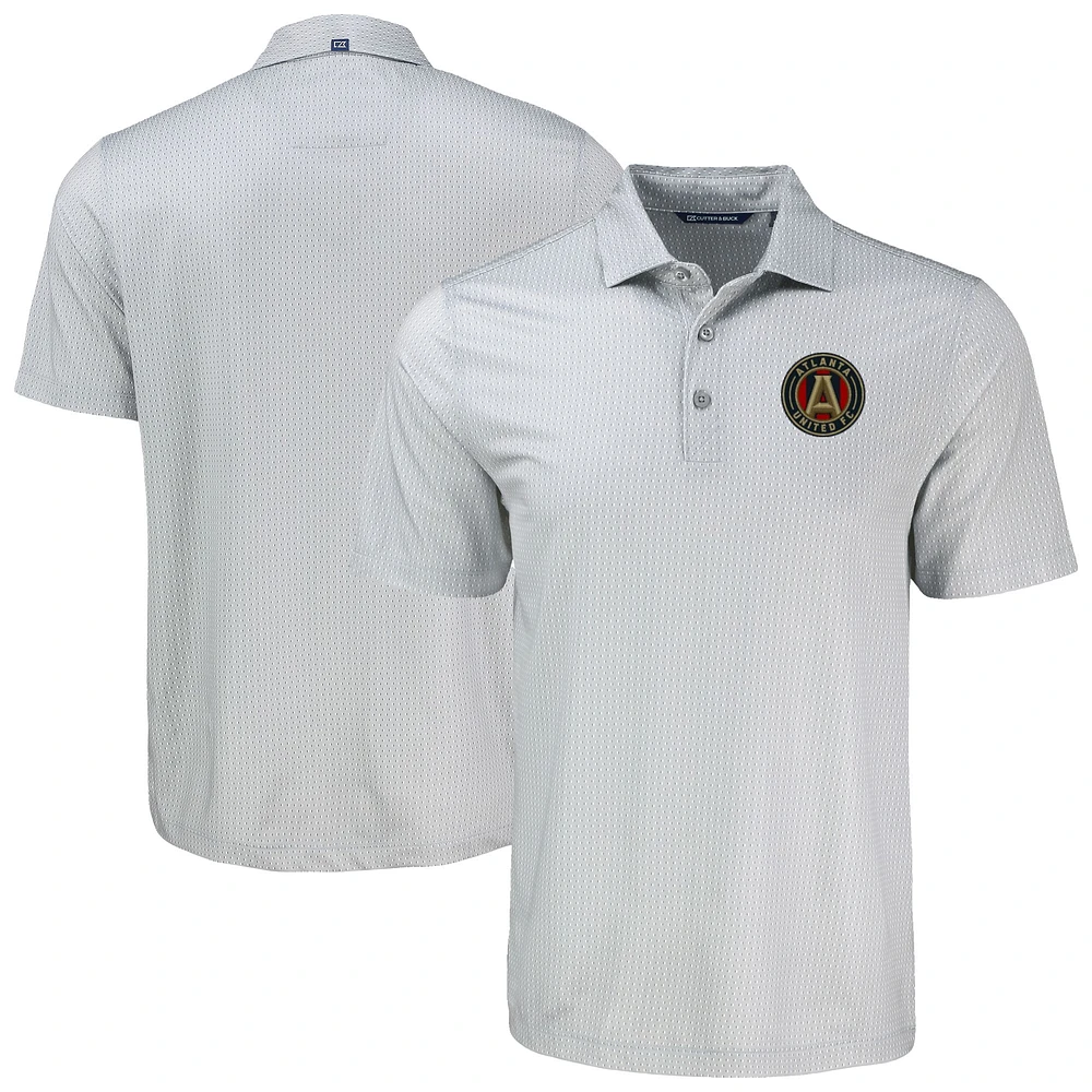 Men's Cutter & Buck Gray Atlanta United FC Pike Eco Shadow Check Print Recycled Polo