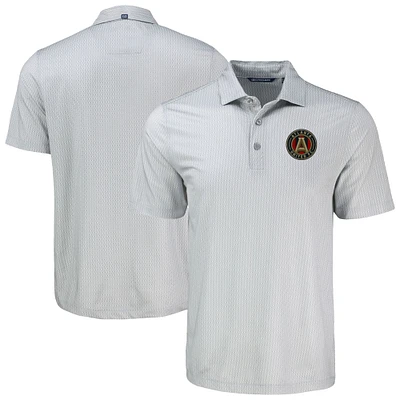 Men's Cutter & Buck  Gray Atlanta United FC Pike Eco Shadow Check Print Recycled Polo