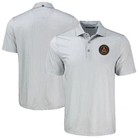 Men's Cutter & Buck  Gray Atlanta United FC Pike Eco Shadow Check Print Recycled Polo