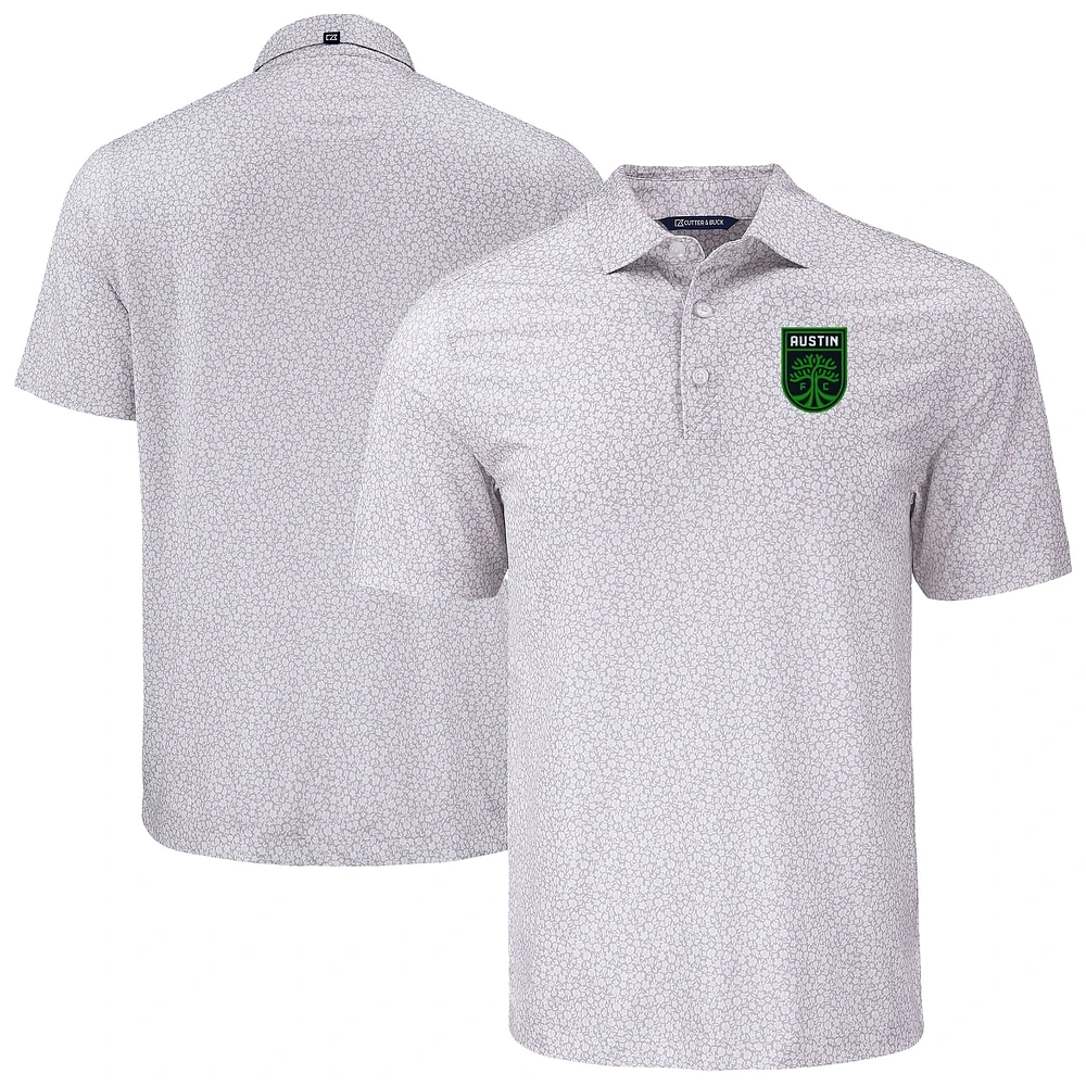 Men's Cutter & Buck Gray Austin FC Pike Eco Flora Print Recycled Polo