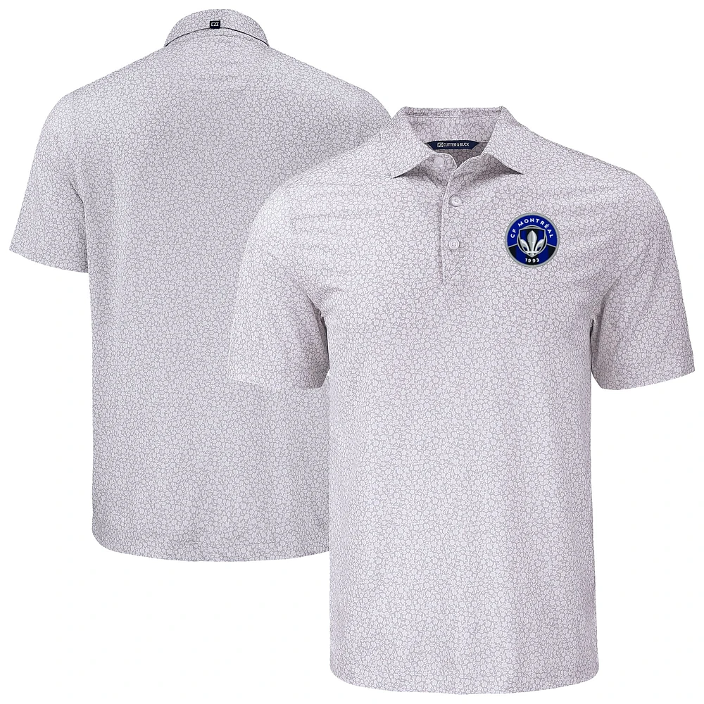 Men's Cutter & Buck Gray CF Montreal Pike Eco Flora Print Recycled Polo