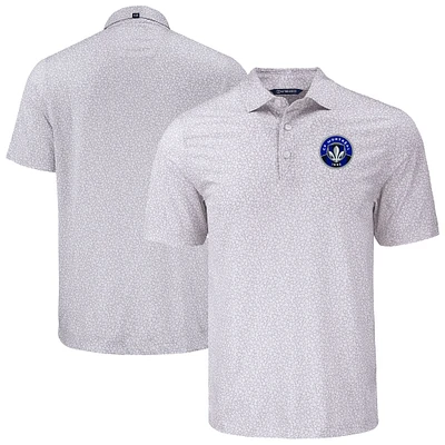 Men's Cutter & Buck  Gray CF Montreal Pike Eco Flora Print Recycled Polo