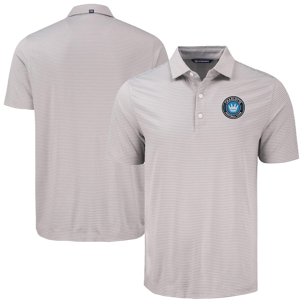 Men's Cutter & Buck Charlotte FC Forge Eco Fine Line Stripe Stretch Recycled Polo